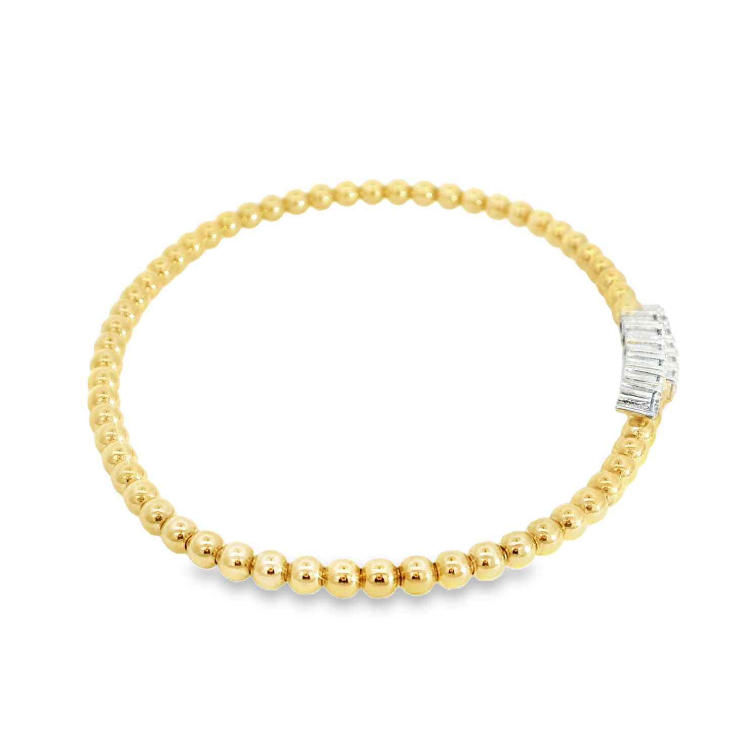 0.65CTW Round Brilliant Cut Elegant Gold Beaded Bangle