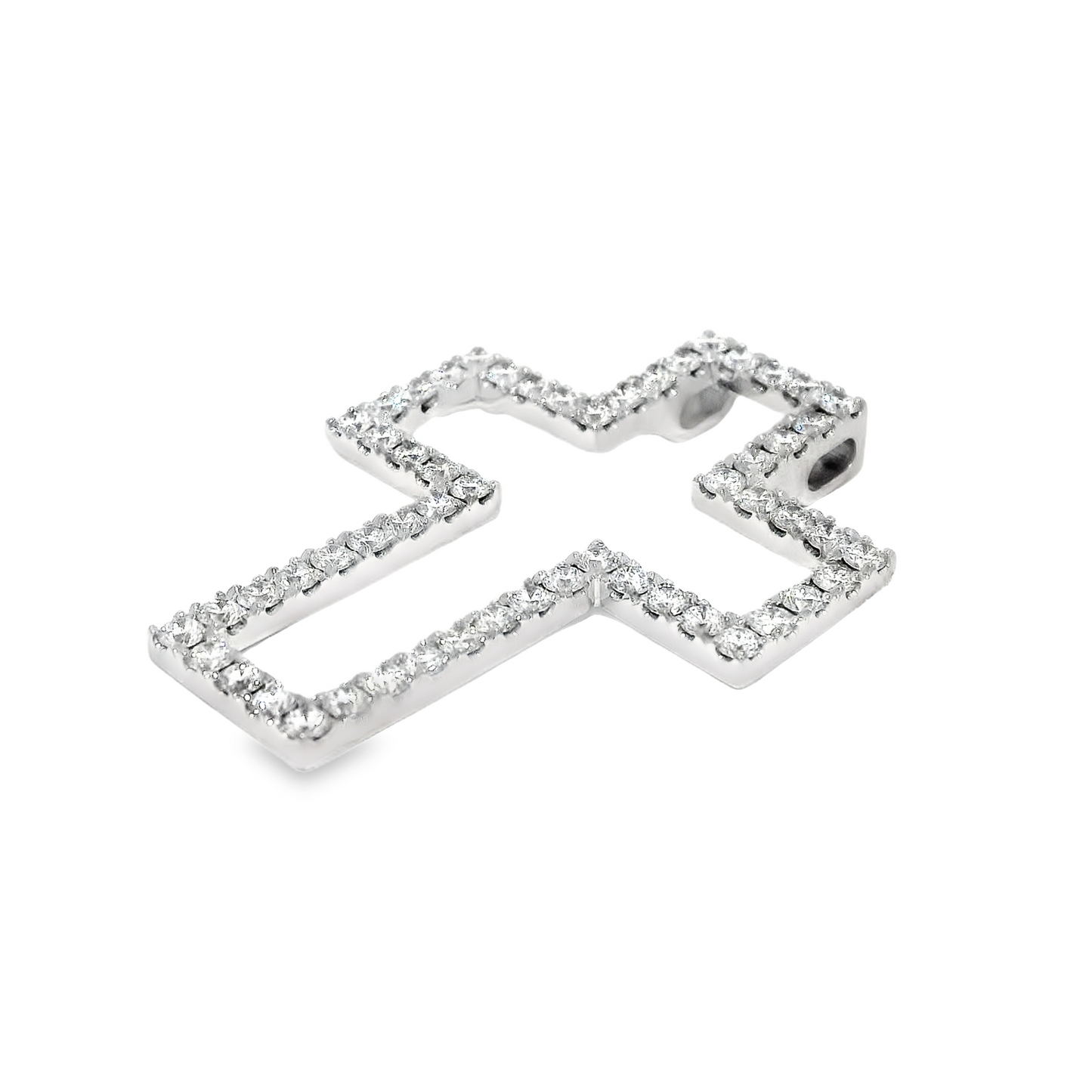 2.10 CTW Round Brilliant Cut Elegant Diamond Cross Pendant