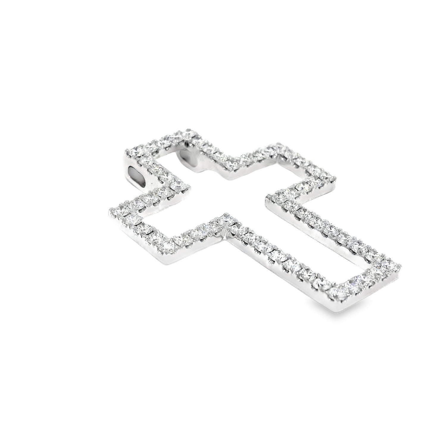 2.10 CTW Round Brilliant Cut Elegant Diamond Cross Pendant