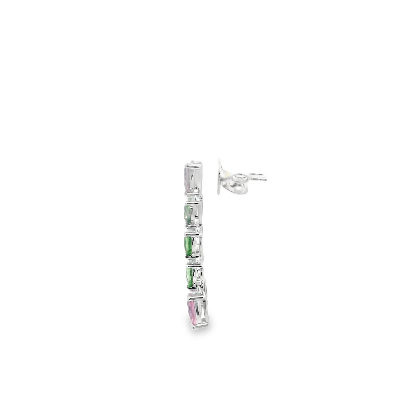 Green and Pink Sapphire Elegant Drop Earrings