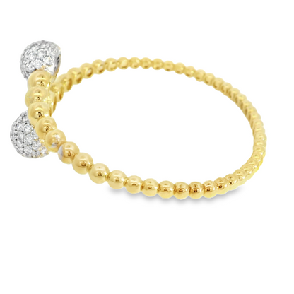 3.70CTW Round Brilliant Cut Elegant Gold Beaded Bangle