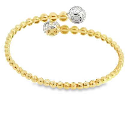 3.70CTW Round Brilliant Cut Elegant Gold Beaded Bangle