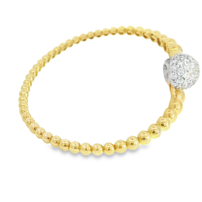 3.70CTW Round Brilliant Cut Elegant Gold Beaded Bangle