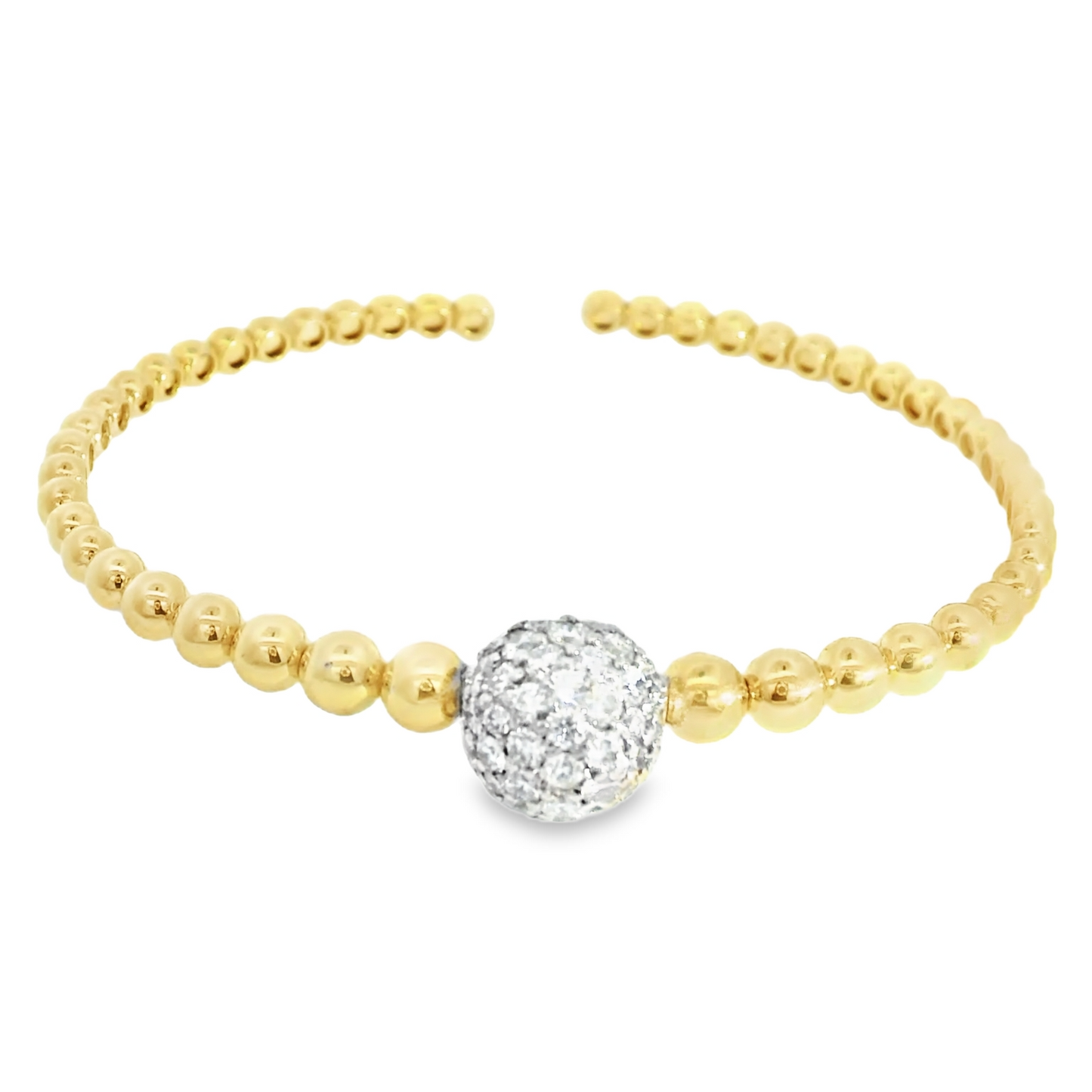 2.17CTW Round Brilliant Cut Elegant Gold Beaded Bracelet