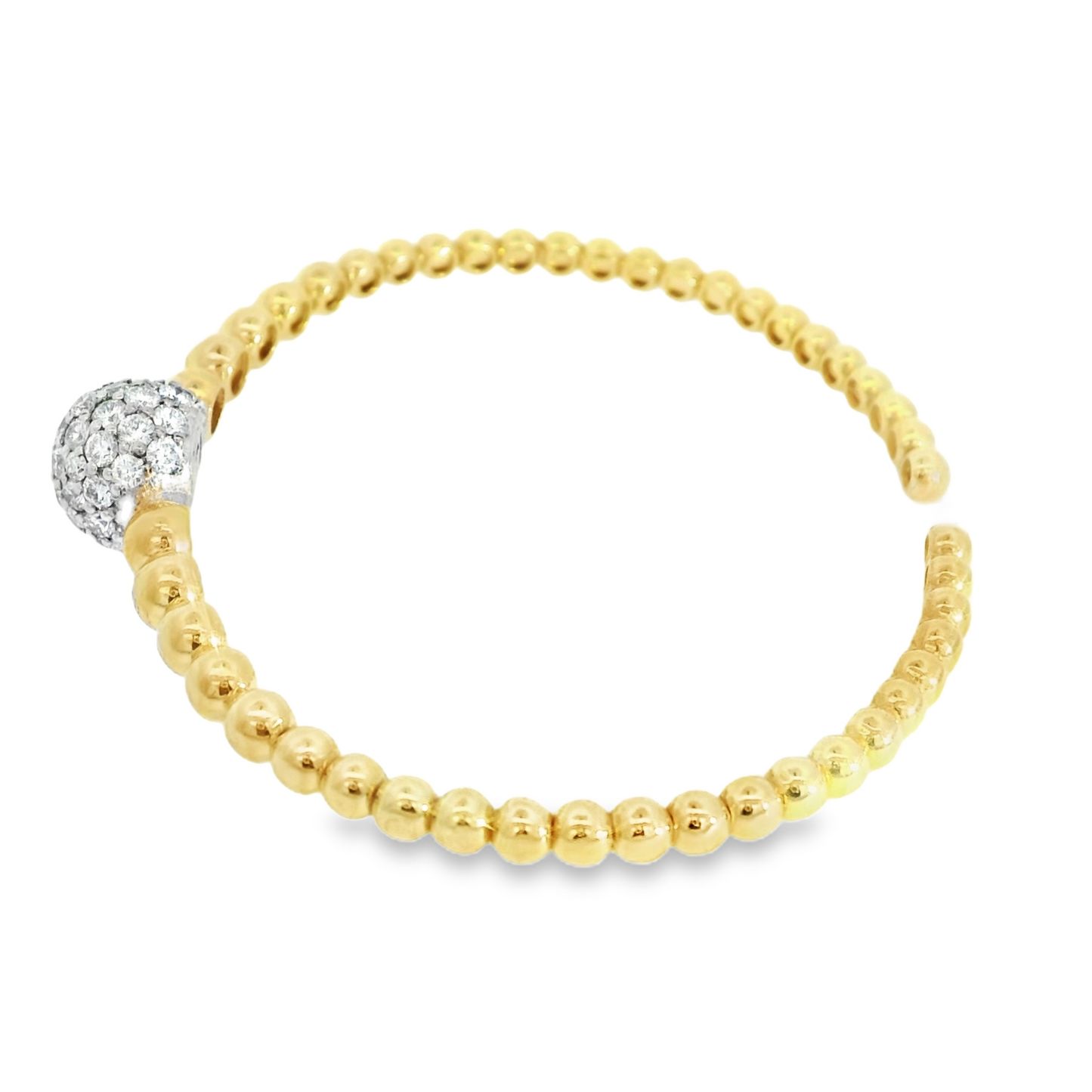 2.17CTW Round Brilliant Cut Elegant Gold Beaded Bracelet