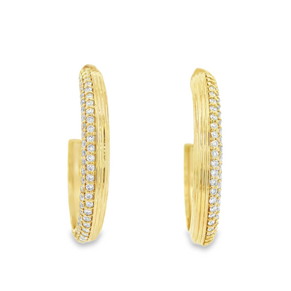 0.71CTW Round Brilliant Cut Elegant Gold Hoop Earrings