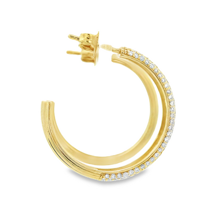 0.71CTW Round Brilliant Cut Elegant Gold Hoop Earrings