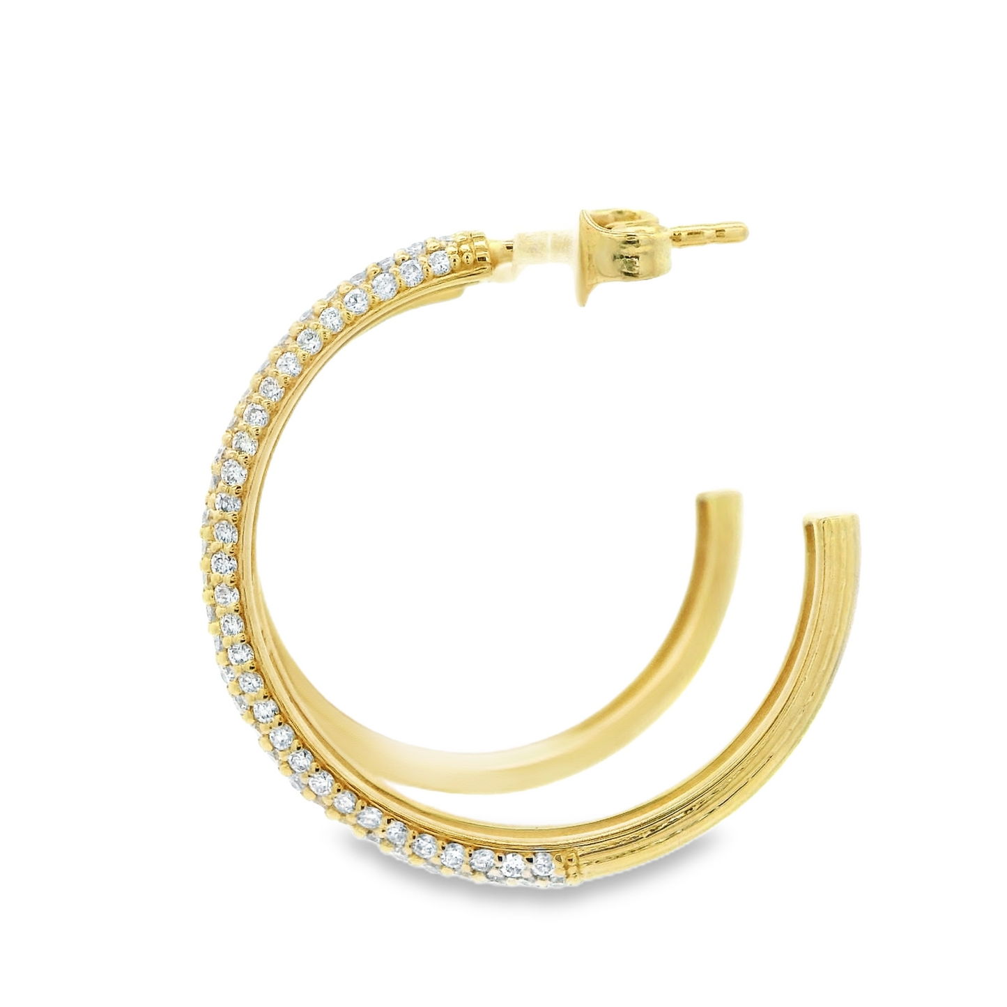 0.71CTW Round Brilliant Cut Elegant Gold Hoop Earrings