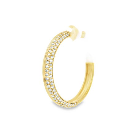 0.71CTW Round Brilliant Cut Elegant Gold Hoop Earrings