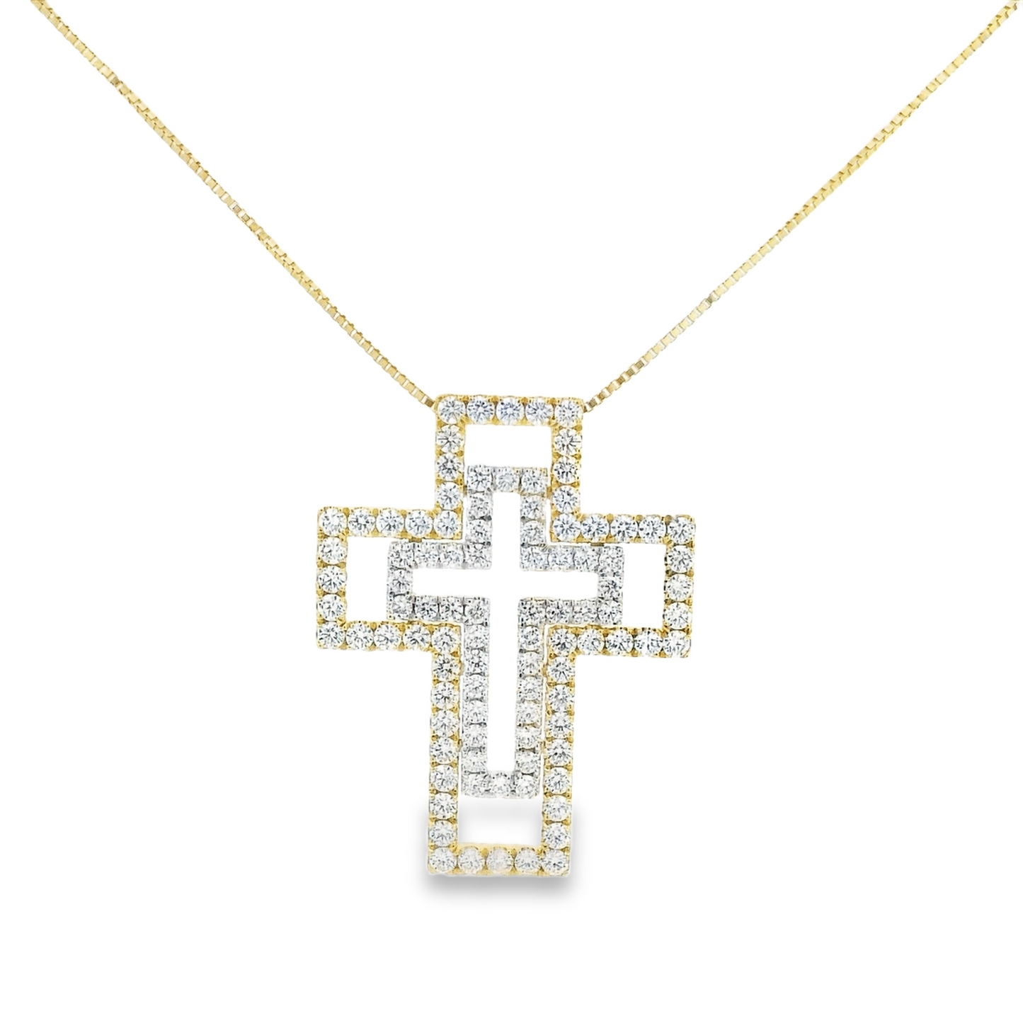 3.25CTW Round Brilliant Cut Elegant Diamond Cross Pendant