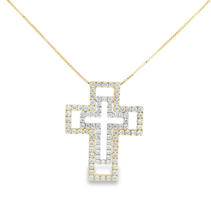 3.25CTW Round Brilliant Cut Elegant Diamond Cross Pendant