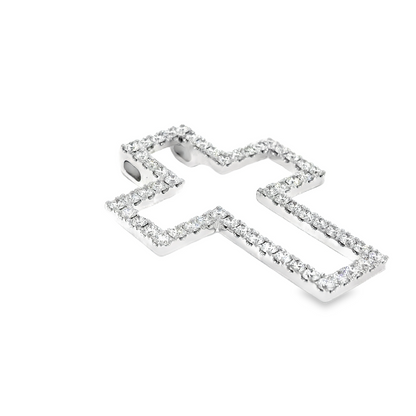 2.10 CTW Round Brilliant Cut Elegant Diamond Cross Pendant