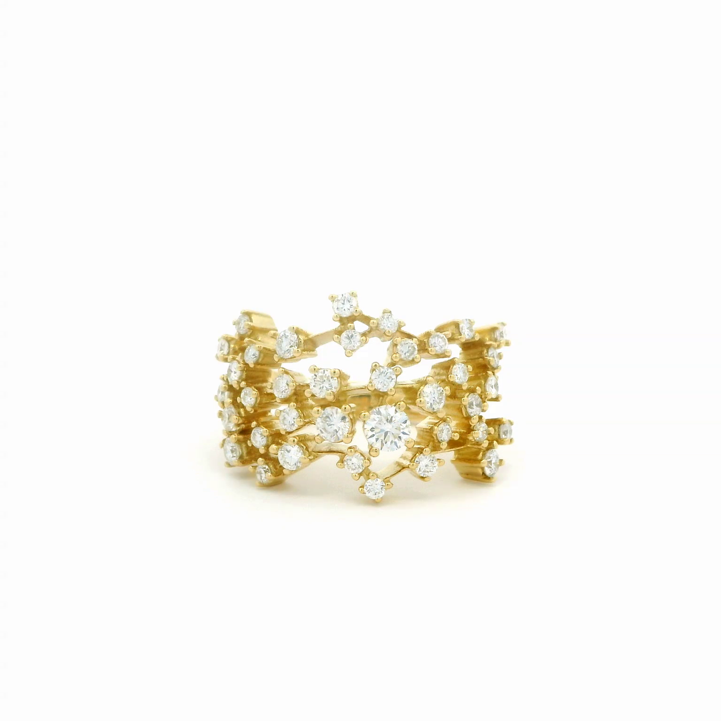 1.15CTW Elegant Gold Diamond Cluster Ring