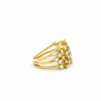 1.15CTW Elegant Gold Diamond Cluster Ring