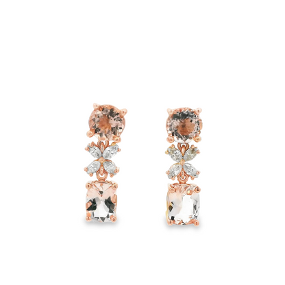 Morganite Diamond Elegant Rose Gold Earrings