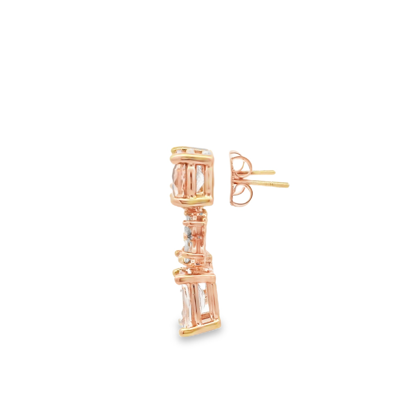 Morganite Diamond Elegant Rose Gold Earrings