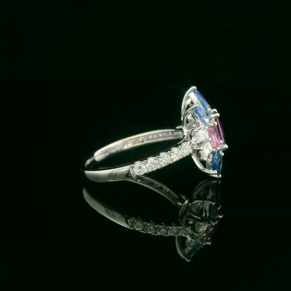 Elegant Blue and Pink Sapphire Diamond Ring