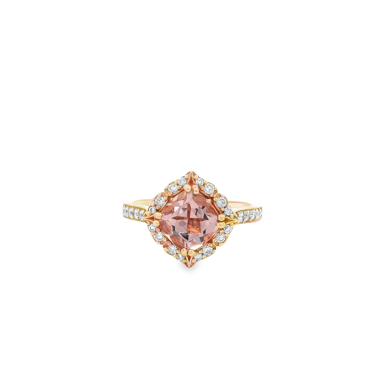 1.38CTW Elegant Morganite Diamond Rose Gold Ring