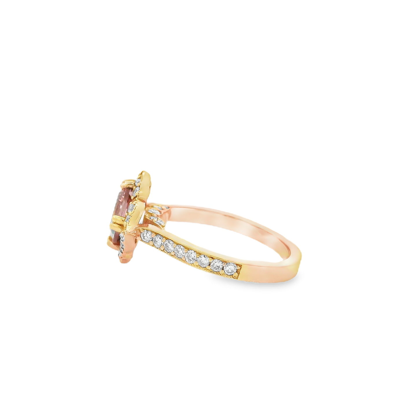 1.38CTW Elegant Morganite Diamond Rose Gold Ring