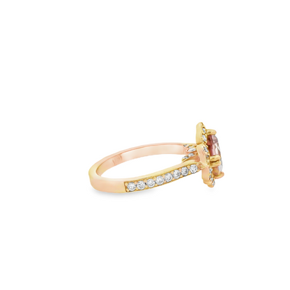 1.38CTW Elegant Morganite Diamond Rose Gold Ring