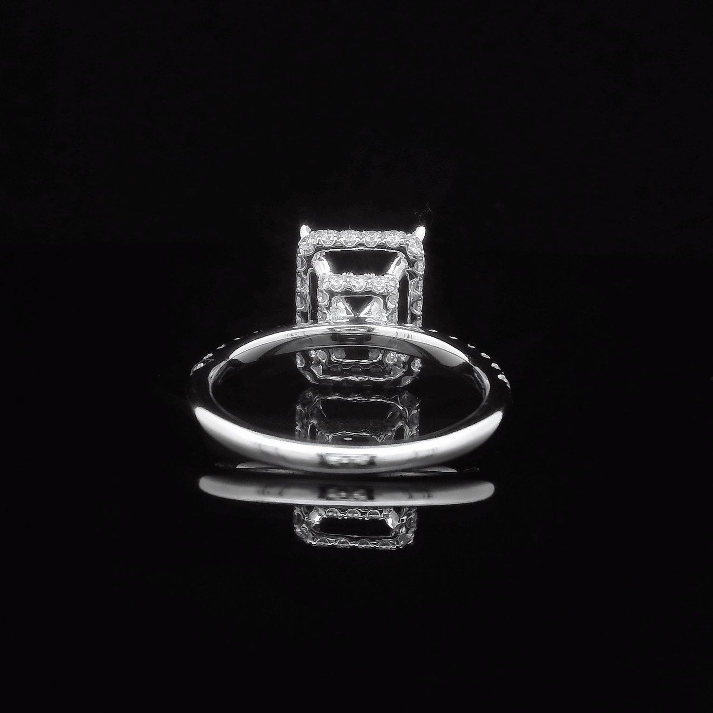 0.59CTW Elegant Diamond Gold Ring Setting - For Emerald and Radiant Cut Diamonds