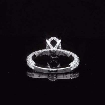 1.24CTW Elegant Diamond Gold Ring Setting - For Oval Cut Diamonds