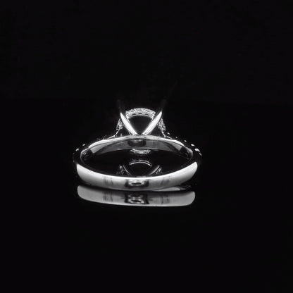 0.56CTW Elegant White Gold Diamond Ring Setting - For Round Cut Center Stone