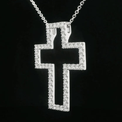 2.10 CTW Round Brilliant Cut Elegant Diamond Cross Pendant