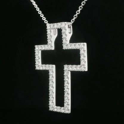 2.10 CTW Round Brilliant Cut Elegant Diamond Cross Pendant