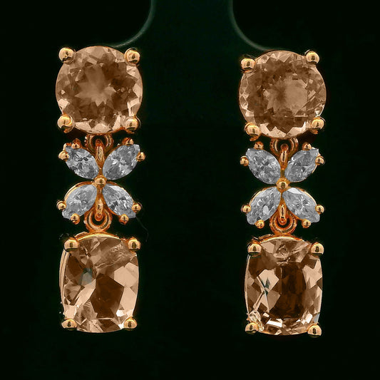 Morganite Diamond Elegant Rose Gold Earrings