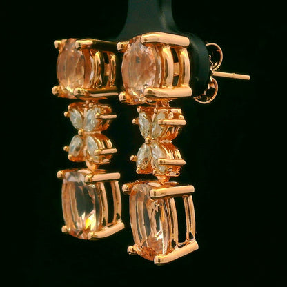 Morganite Diamond Elegant Rose Gold Earrings