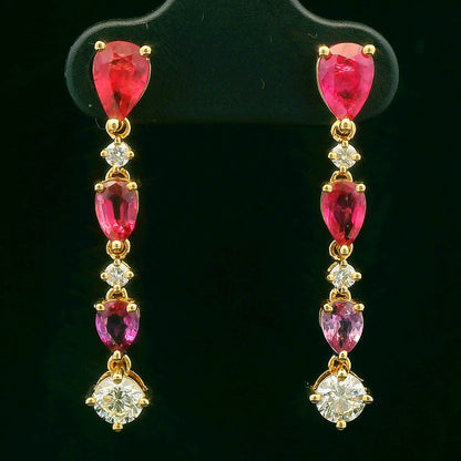 2.59CTW Elegant Ruby Drop Earrings