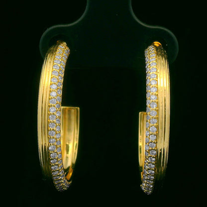 0.71CTW Round Brilliant Cut Elegant Gold Hoop Earrings