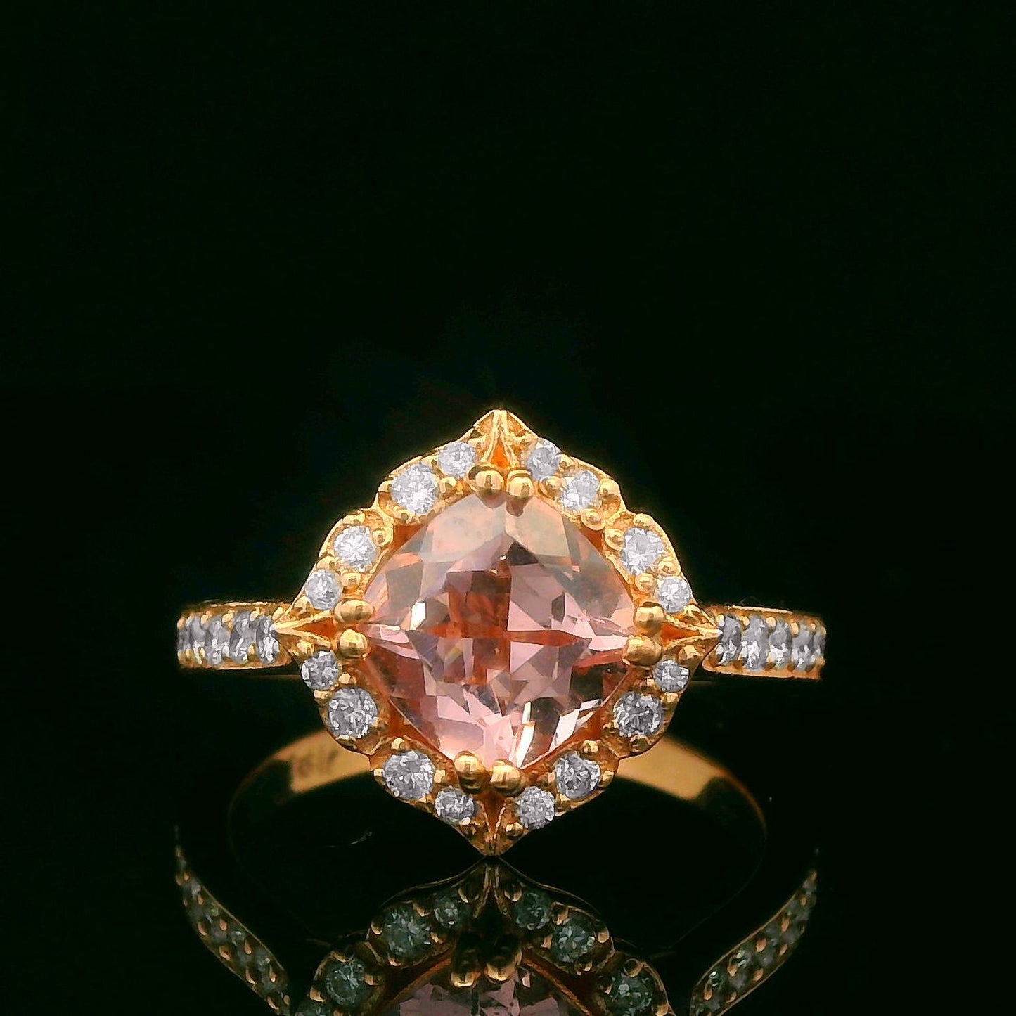 1.38CTW Elegant Morganite Diamond Rose Gold Ring