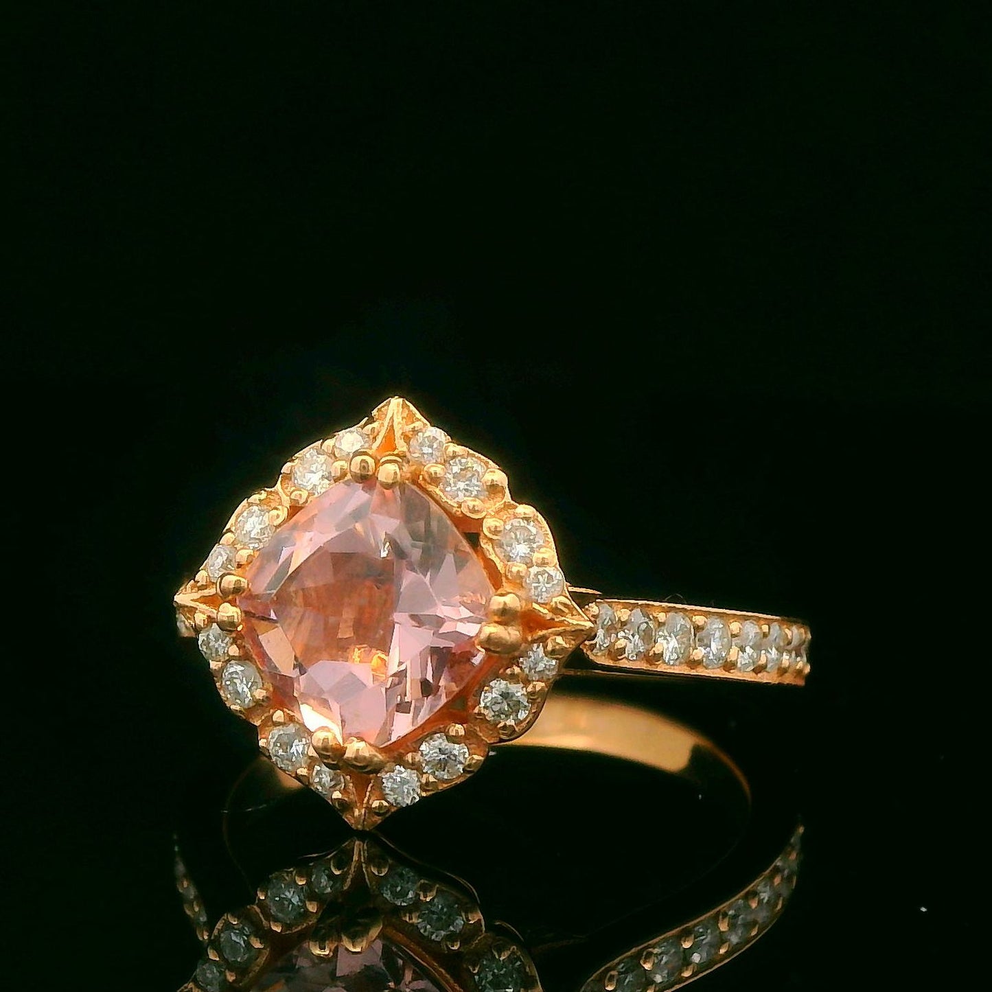 1.38CTW Elegant Morganite Diamond Rose Gold Ring