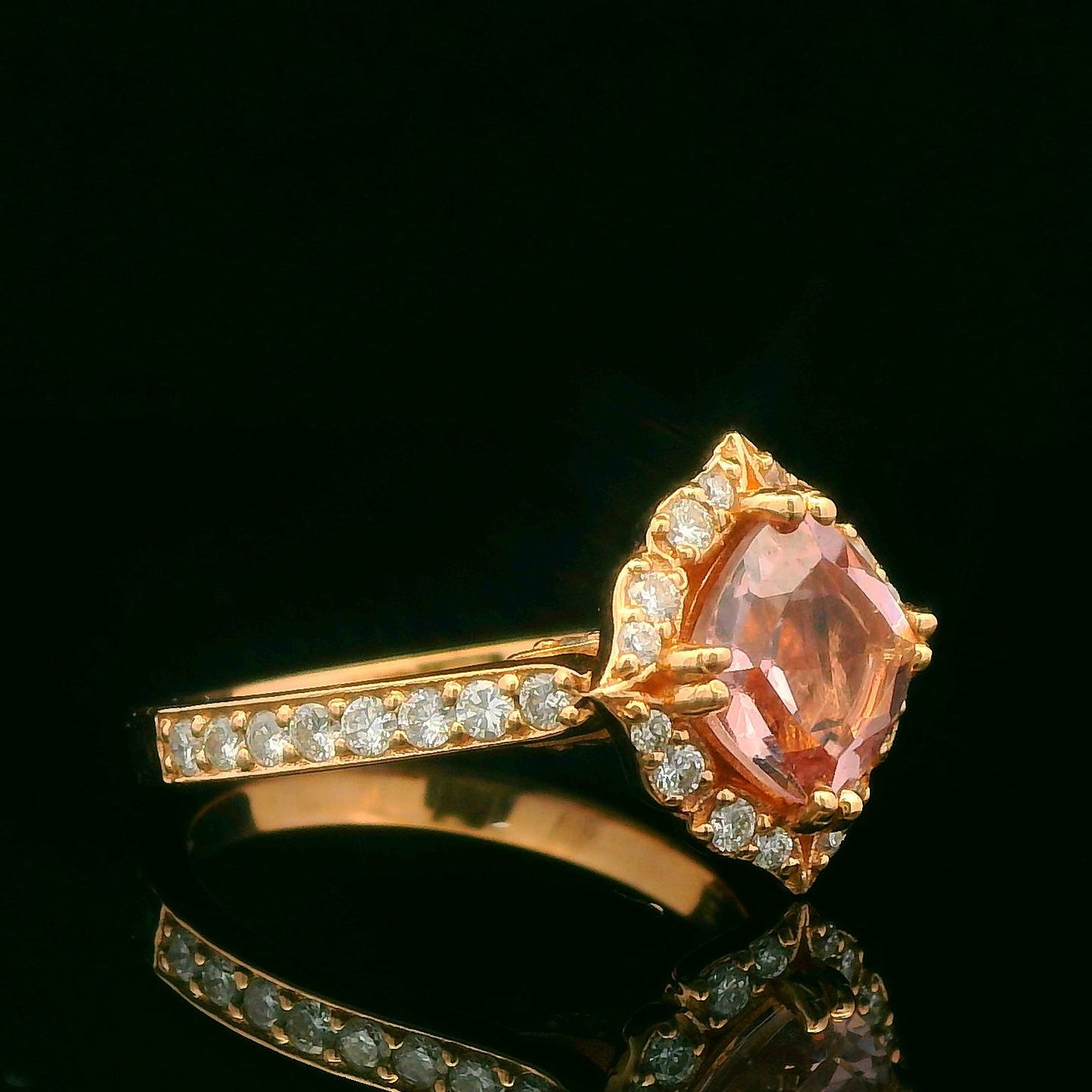 1.38CTW Elegant Morganite Diamond Rose Gold Ring