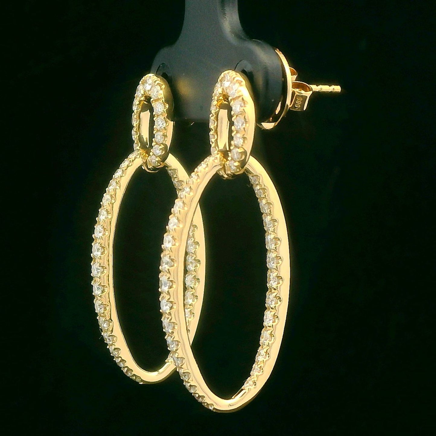 0.98CTW Round Brilliant Cut Elegant Gold Hoop Earrings