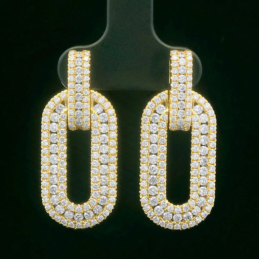 2.59CTW Round Brilliant Cut Elegant Gold Diamond Earrings