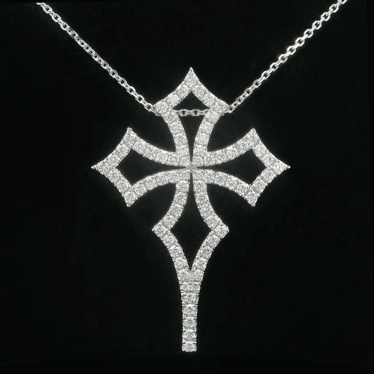 2.60CTW Round Brilliant Cut Elegant Diamond Cross Pendant