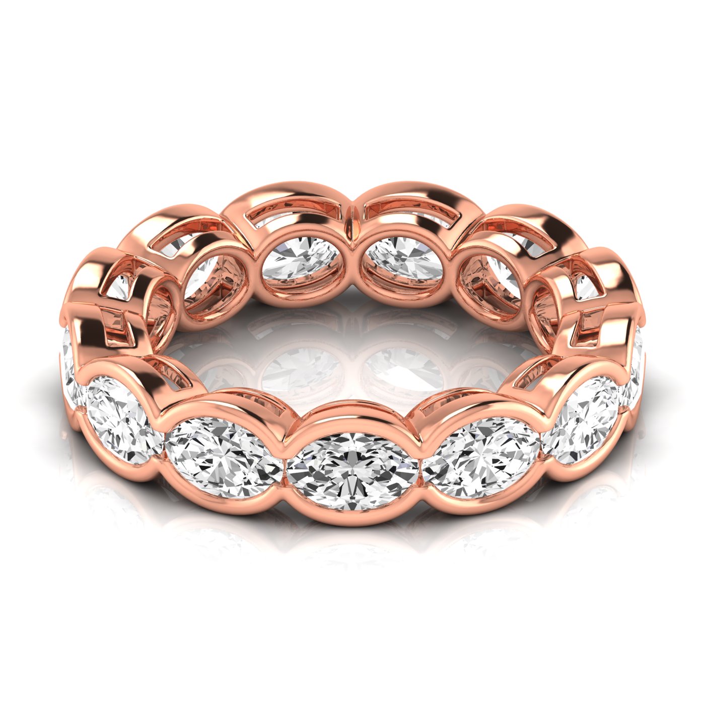 eternity band oval - east west half-bezel - rose gold