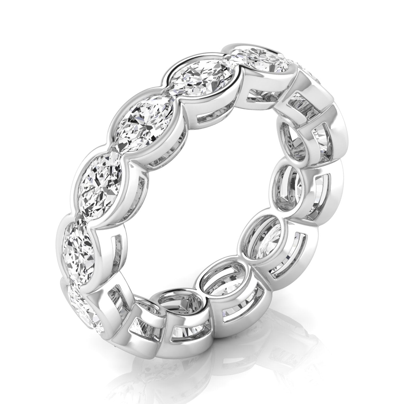 eternity band oval - east west half-bezel - white gold