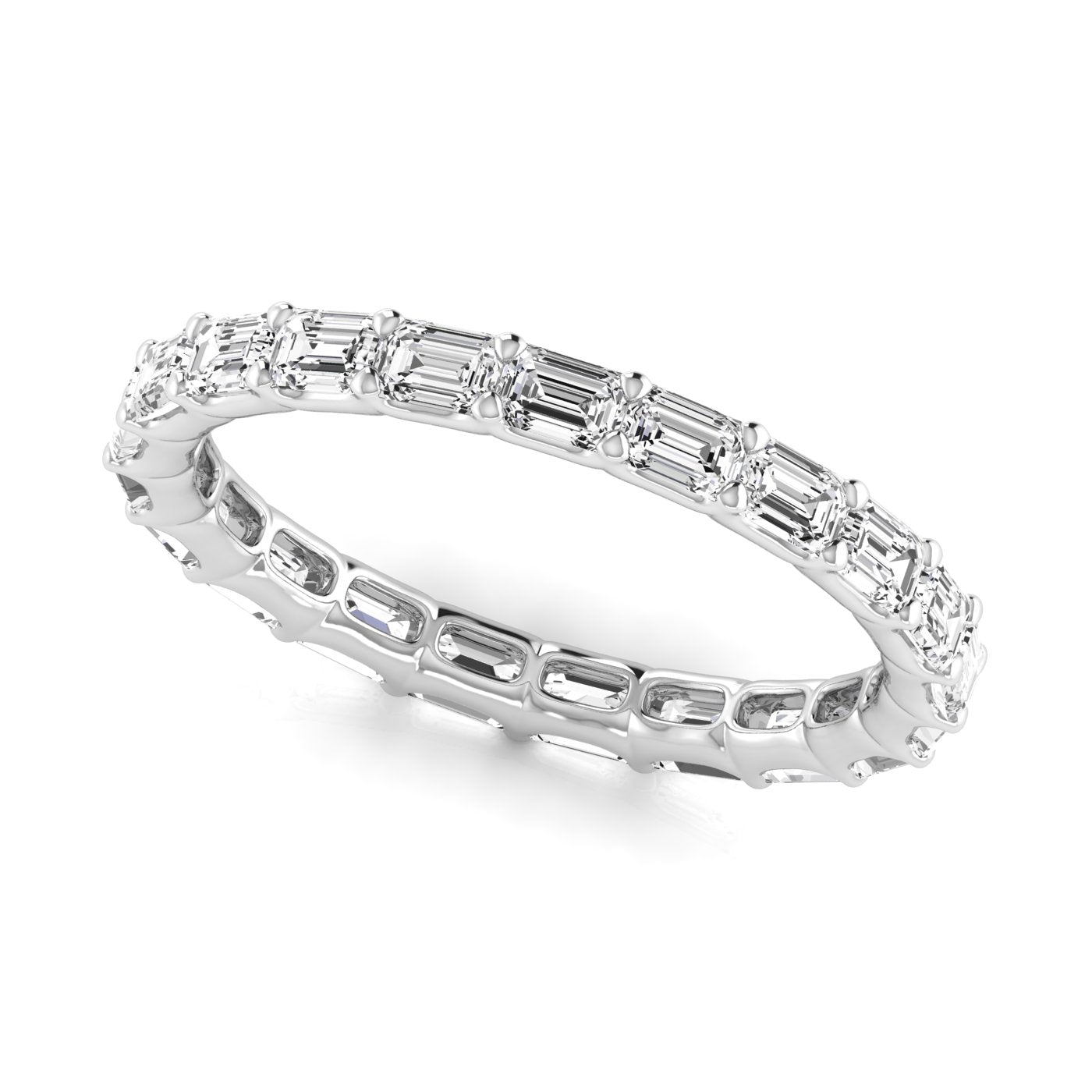Eternity Bnd Eme - east-west-wht gold