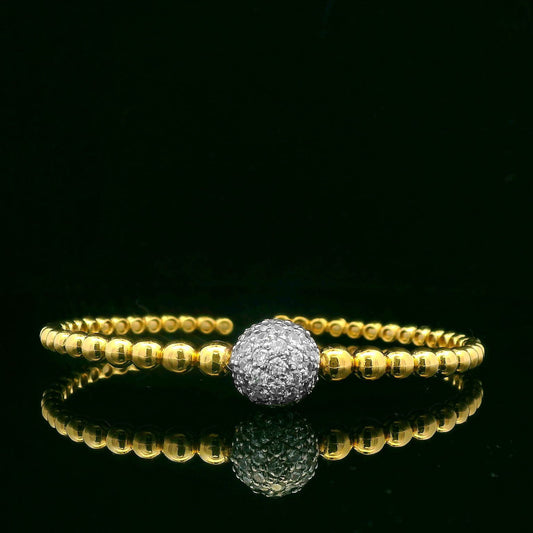 2.17CTW Round Brilliant Cut Elegant Gold Beaded Bracelet