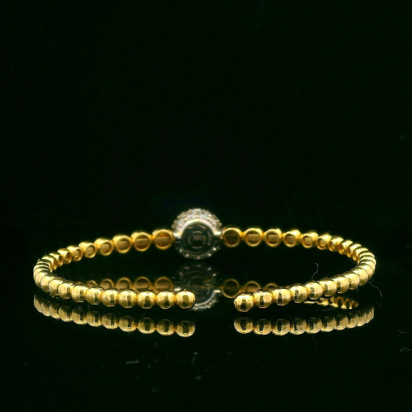 2.17CTW Round Brilliant Cut Elegant Gold Beaded Bracelet