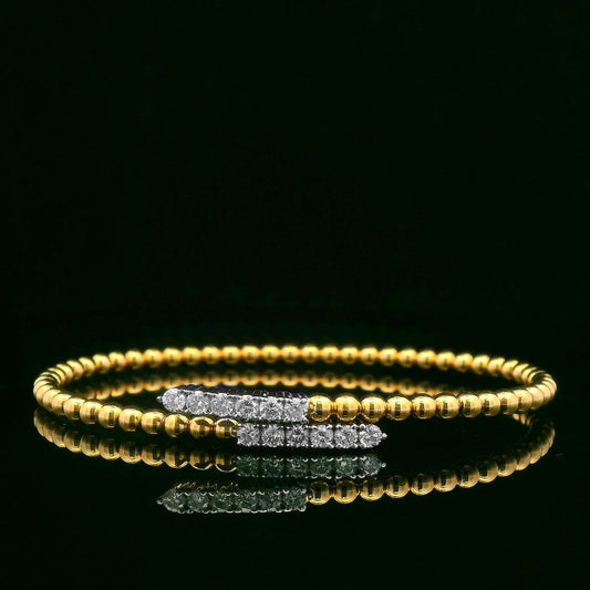 0.65CTW Round Brilliant Cut Elegant Gold Beaded Bangle