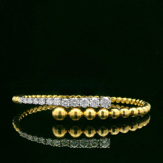 1.54CTW Round Brilliant Cut Elegant Gold and Diamond Bangle