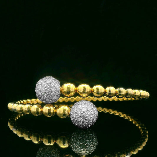 3.70CTW Round Brilliant Cut Elegant Gold Beaded Bangle