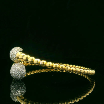 3.70CTW Round Brilliant Cut Elegant Gold Beaded Bangle