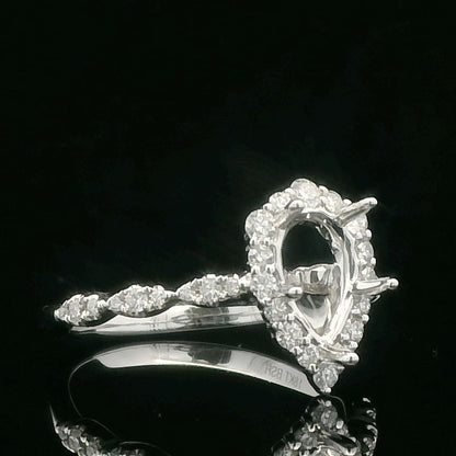 0.37CTW Elegant White Gold Teardrop Ring