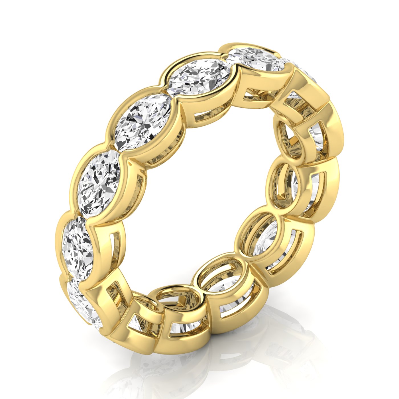eternity band oval - east west half-bezel - yellow gold